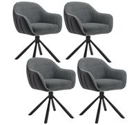WOLTU Chaise Pivotante, Lot de 4 - Salle à Manger, Cuisine, Style Scandinave - Fauteuil Rembourré - Pieds en Métal - Chenille Gris Foncé + Simili Cuir Anthracite - EZS04dgr-4