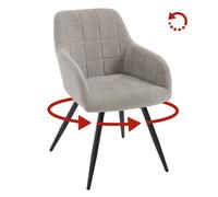 WOLTU Chaise Pivotante Salle à Manger, Fauteuil Velours, Pieds en Métal, pour Salon, Chambre, Gris Clair W0ATT1014-1