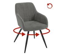 WOLTU Chaise Pivotante Salle à Manger, Fauteuil Velours, Pieds en Métal, pour Salon, Chambre, Gris Foncé W0ATT1013-1