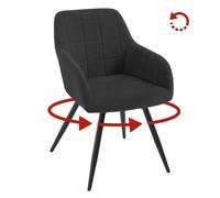 WOLTU Chaise Pivotante Salle à Manger, Fauteuil Velours, Pieds en Métal, pour Salon, Chambre, Noir W0ATT1015-1
