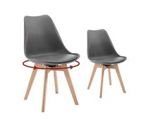 WOLTU Chaise Pivotante Salle à Manger, Lot de 2, Chaise de Cuisine, Style Scandinave, Siège Rembourré, en PP, Pieds en Bois Massif, Gris, EZS76gr-2