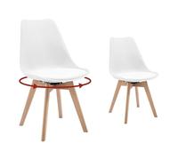 WOLTU Chaise Pivotante Salle à Manger, Lot de 2, Chaise de Cuisine, Style Scandinave, Siège Rembourré, en PP, Pieds en Bois Massif, Blanc, EZS76ws-2
