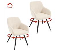 WOLTU Chaise Pivotante Salle à Manger Lot de 2, Fauteuil Velours, Pieds en Métal, pour Salon, Chambre, Beige W0ATT1012-2