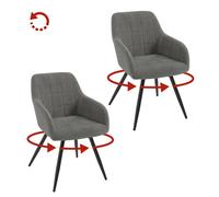 WOLTU Chaise Pivotante Salle à Manger Lot de 2, Fauteuil Velours, Pieds en Métal, pour Salon, Chambre, Gris Foncé W0ATT1013-2