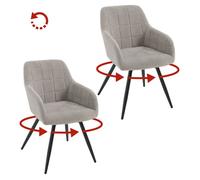 WOLTU Chaise Pivotante Salle à Manger Lot de 2, Fauteuil Velours, Pieds en Métal, pour Salon, Chambre, Gris Clair W0ATT1014-2
