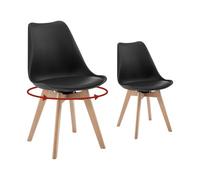 WOLTU Chaise Pivotante Salle à Manger, Lot de 2, Chaise de Cuisine, Style Scandinave, Siège Rembourré, en PP, Pieds en Bois Massif, Noir, EZS76sz-2