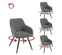WOLTU Chaise Pivotante Salle à Manger Lot de 4, Fauteuil Velours, Pieds en Métal, pour Salon, Chambre, Gris Foncé W0ATT1013-4