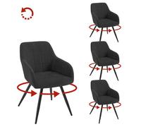 WOLTU Chaise Pivotante Salle à Manger Lot de 4, Fauteuil Velours, Pieds en Métal, pour Salon, Chambre, Noir W0ATT1015-4