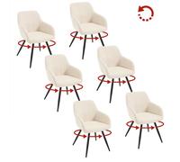 WOLTU Chaise Pivotante Salle à Manger Lot de 6 Fauteuil Velours Pieds en Métal pour Salon Chambre Beige W0ATT1012-6