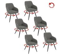 WOLTU Chaise Pivotante Salle à Manger Lot de 6, Fauteuil Velours, Pieds en Métal, pour Salon, Chambre, Gris Foncé W0ATT1013-6
