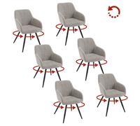 WOLTU Chaise Pivotante Salle à Manger Lot de 6, Fauteuil Velours, Pieds en Métal, pour Salon, Chambre, Gris Clair W0ATT1014-6