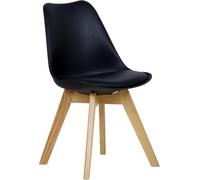 WOLTU Chaise de Cuisine Assise en Similicuir Chaise Salle à Manger avec dossier Plastique et pieds en Bois,Noir