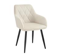 WOLTU Chaise Salle à Manger, Chaise de Cuisine en Velours, Assis Rembourré et Pieds en Métal, Blanc BH352cm-1