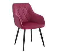 WOLTU Chaise Salle à Manger,Velours,Bordeaux | Chaise avec Accoudoir Haut Rembourré, Pieds en Métal, pour Salle à Manger, Salon et Chambre