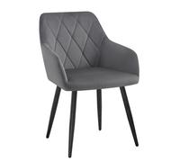 WOLTU Chaise Salle à Manger, Chaise de Cuisine en Velours, Assis Rembourré et Pieds en Métal, Gris Foncé BH352dgr-1