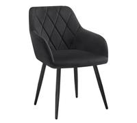 WOLTU Chaise Salle à Manger, Chaise de Cuisine en Velours, Assis Rembourré et Pieds en Métal, Noir BH352sz-1