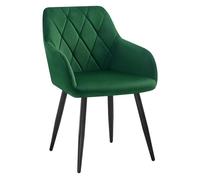 WOLTU Chaise Salle à Manger, Chaise de Cuisine en Velours, Assis Rembourré et Pieds en Métal, Vert Foncé BH352dgn-1