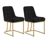 WOLTU Chaise Salle à Manger, Lot de 2, Chaise Salon en Velours Rembourrée, Structure Métallique en Forme d'arc, Noir W0ATT0533-2