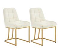 WOLTU Chaise Salle à Manger, Lot de 2, Chaise Salon en Velours Rembourrée, Structure Métallique en Forme d'arc, Crème W0ATT0531-2