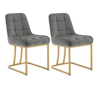 WOLTU Chaise Salle à Manger, Lot de 2, Chaise Salon en Velours Rembourrée, Structure Métallique Forme d'arc, Gris Foncé W0ATT0532-2