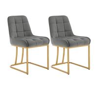 WOLTU Chaise Salle à Manger Lot de 2,Velours,Gris Foncé | Siège Rembourré, avec Dossier, Structure Métallique en Forme d'arc