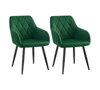WOLTU Chaise Salle à Manger Lot de 2,Velours,Vert Foncé