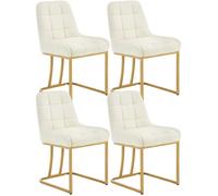 WOLTU Chaise Salle à Manger, Lot de 4, Chaise Salon en Velours Rembourrée, Structure Métallique en Forme d'arc, Crème W0ATT0531-4