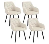 WOLTU Chaise Salle à Manger Lot de 4,Velours,Crème Blanc