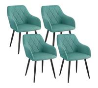 WOLTU Chaise Salle à Manger Lot de 4,Velours,Vert Turc | Chaise avec Accoudoir Haut Rembourré, Pieds en Métal, pour Salle à Manger, Salon et Chambre