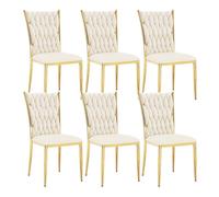WOLTU Chaise Salle à Manger Lot de 6, Beige | Chaise de Cuisine en Velours, Siège Rembourré avec Dossier Haut Tissé Design, Pieds Métalliques