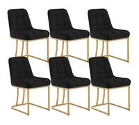WOLTU Chaise Salle à Manger, Lot de 6, Chaise Salon en Velours Rembourrée, Structure Métallique en Forme d'arc, Noir W0ATT0533-6
