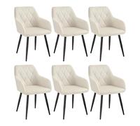 WOLTU Chaise Salle à Manger Lot de 6,Velours,Crème Blanc