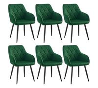 WOLTU Chaise Salle à Manger Lot de 6,Velours,Vert Foncé | Chaise avec Accoudoir Haut Rembourré, Pieds en Métal, pour Salle à Manger, Salon et Chambre
