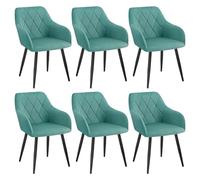WOLTU Chaise Salle à Manger Lot de 6,Velours,Vert Turc | Chaise avec Accoudoir Haut Rembourré, Pieds en Métal, pour Salle à Manger, Salon et Chambre