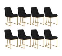 WOLTU Chaise Salle à Manger Lot de 8,Velours,Noir | Siège Rembourré, avec Dossier, Structure Métallique en Forme d'arc