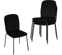 WOLTU Chaise Salle à Manger Scandinave, Lot de 4, Chaise de Cuisine Empilable en Velours, Pieds en Métal, Noir W0ATT0408-4