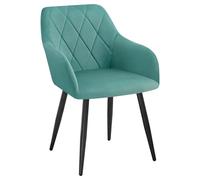 WOLTU Chaise Salle à Manger,Velours,Vert Turc | Chaise avec Accoudoir Haut Rembourré, Pieds en Métal, pour Salle à Manger, Salon et Chambre