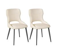 WOLTU Chaises de Salle à Manger Lot de 2, Assise rembourrée en Chenille épais Pieds en métal, Beige.