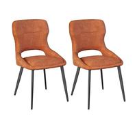 WOLTU Chaises de Salle à Manger Lot de 2, Assise rembourrée en Chenille épais Pieds en métal, Orange.
