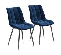 WOLTU Chaises de Salle à Manger Lot de 2, Chaise de Cuisine Assise rembourrée en Velours épais Pieds en métal,Bleu.
