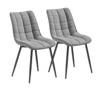 WOLTU Chaises de Salle à Manger Lot de 2, Chaise de Cuisine Assise rembourrée en Velours épais Pieds en métal, Gris Clair.