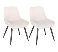 WOLTU Chaises de Salle à Manger Lot de 2, Chaises Relaxantes en Velours, Ergonomiques avec Dossier, Crème Blanc BH331cm-2