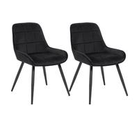 WOLTU Chaises de Salle à Manger Lot de 2, Chaises Relaxantes en Velours, Ergonomiques avec Dossier, Noir BH331sz-2