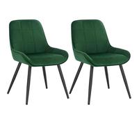 WOLTU Lot de 2 Chaises de Salle à Manger,Velours,Vert Foncé | Chaise avec Accoudoir Bas Rembourré, Pieds en Métal, pour Salle à Manger, Salon et Cuisine