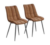 WOLTU 2 X Chaises de salle à manger siège en Similicuir, Chaises de Cusine, pieds en métal, Brun Clair