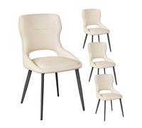WOLTU Chaises de Salle à Manger Lot de 4, Assise rembourrée en Chenille épais Pieds en métal, Beige.