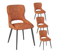 WOLTU Chaises de Salle à Manger Lot de 4, Assise rembourrée en Chenille épais Pieds en métal, Orange.