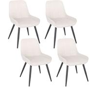 WOLTU Chaises de Salle à Manger Lot de 4, Chaises Relaxantes en Velours, Ergonomiques avec Dossier, Crème Blanc BH331cm-4