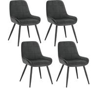WOLTU Chaises de Salle à Manger Lot de 4, Chaises Relaxantes en Velours, Ergonomiques avec Dossier, Gris foncé BH331dgr-4