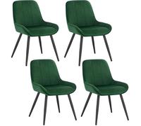 WOLTU Chaises de Salle à Manger Lot de 4, Chaises Relaxantes en Velours, Ergonomiques avec Dossier, Vert foncé BH331dgn-4